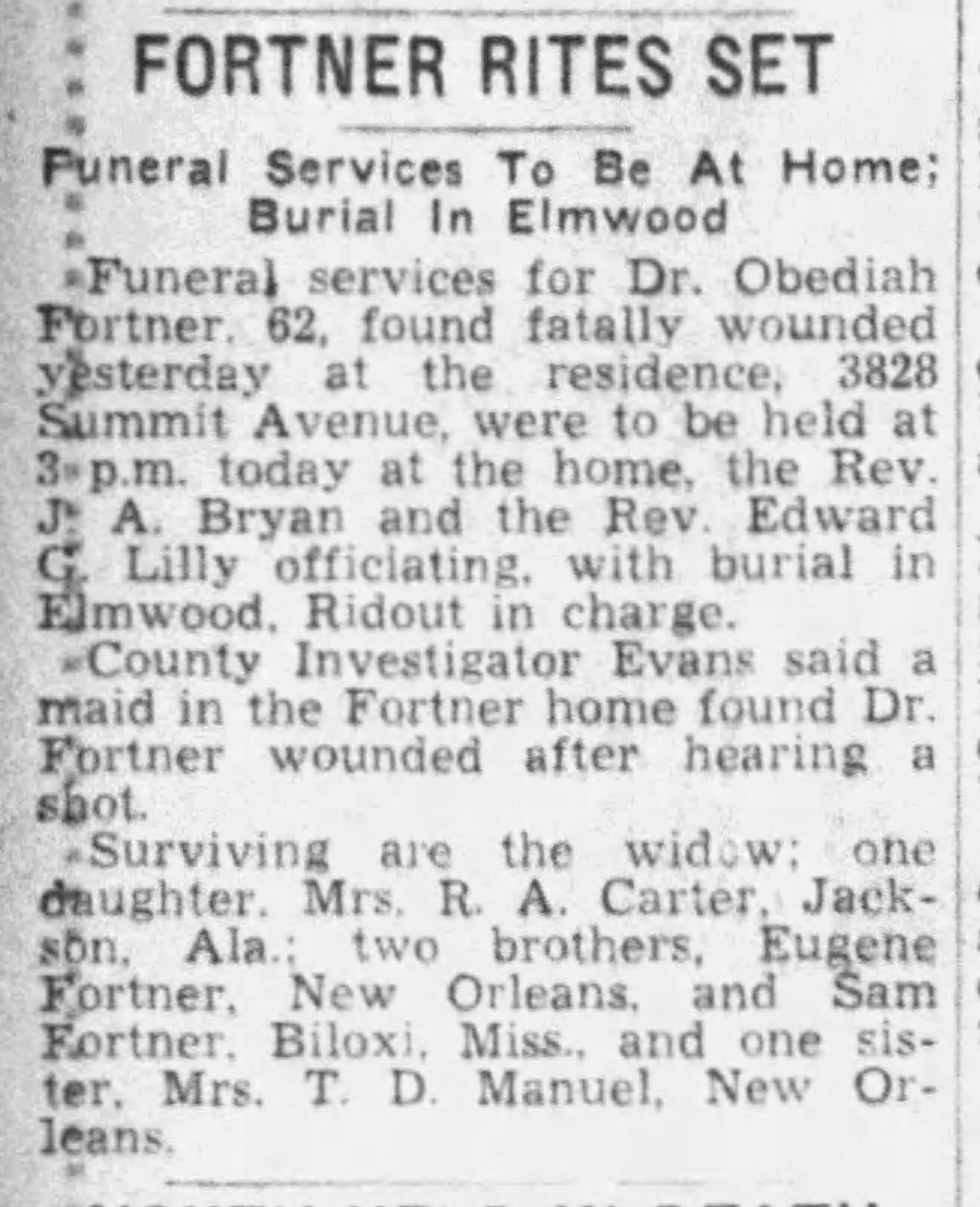 Obediah Fortner obituary